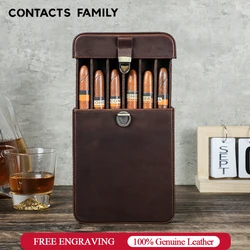 Luxury Genuine Leather Portable Cigar Case Holster Travel Humidor 3/6 Holder Cigar Storage Bag Outdoor Vintage Cowhide