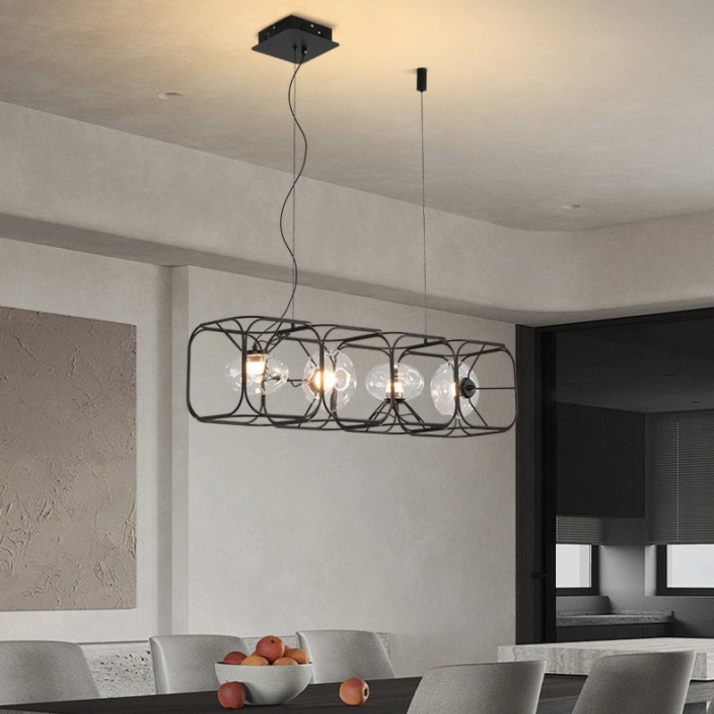 SANDYHA Stylish Iron Block Pendant Light Modern Minimalist Chandelier Fixture for Living Room Dining Table Home Decor