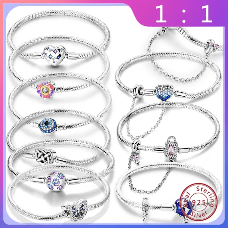 

Pulsera Original de Plata de Ley 925 для Mujer — Diseño Corazón и Mariposa, совместимый с Pulsera Original