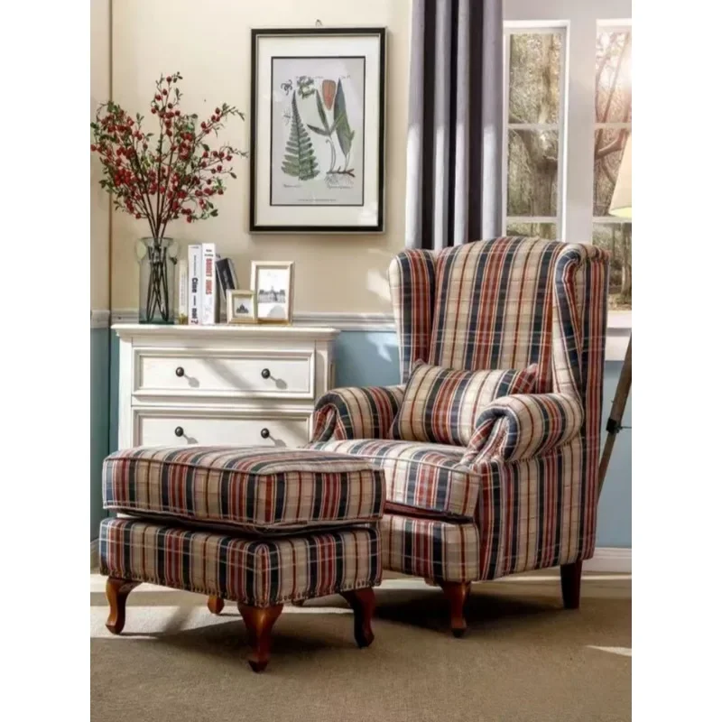 French retro style bed and breakfast fabric sofa, small apartment living room bedroom pastoral, leisure single, chair