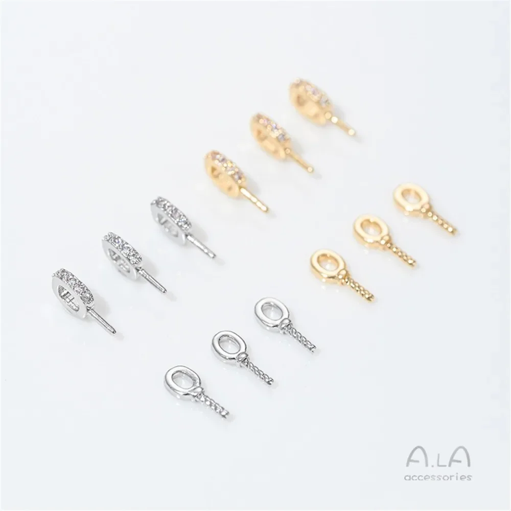 14K vergulde zirkoon half-gat kraal houder hanger, schapen oog accessoires DIY handgemaakte kleverige parel sieraden materiaal