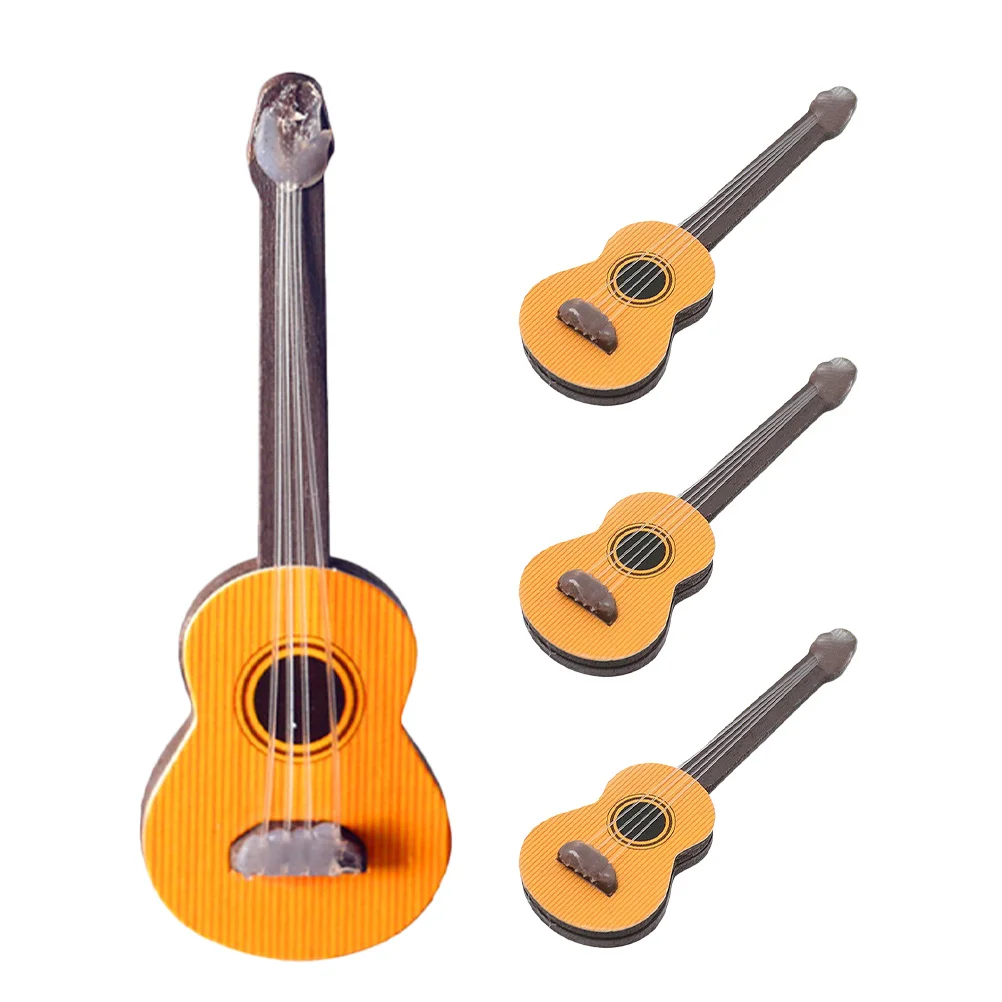 Tiny Guitar for Kids House Musical Instrument Small Models Dollhouse Guitars