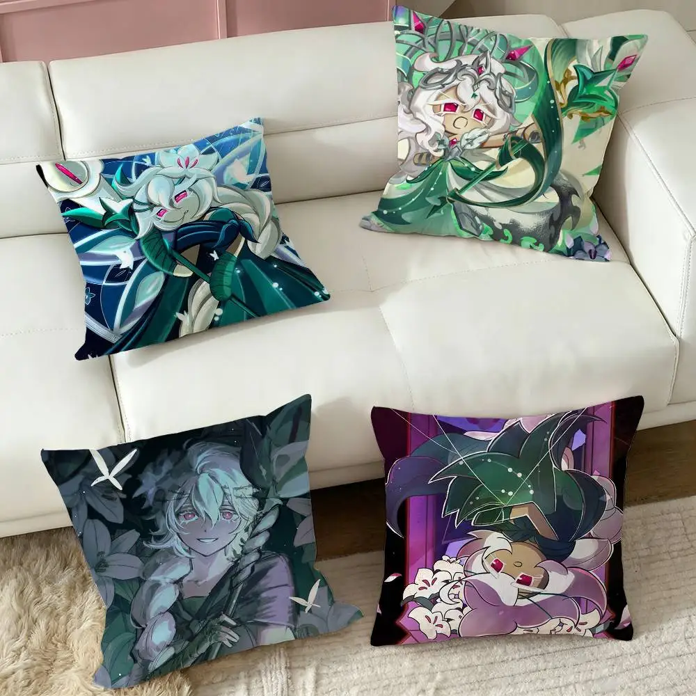 White Lily Cookie Run Kingdom  Square Double-Sided printed Pillow Case Bedroom Bedside Pillow Sofa Cushion Cover