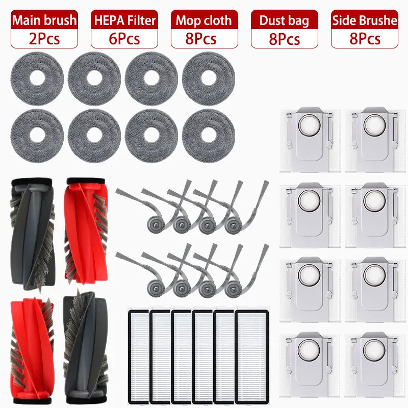 Geschikt voor (Roborock Qrevo Edge / EdgeC / Edge S5A / 5V1 / Curv) Vacuümonderdelen Hoofdrol Zijborstel Hepa Filter Mop Doek Stofzak