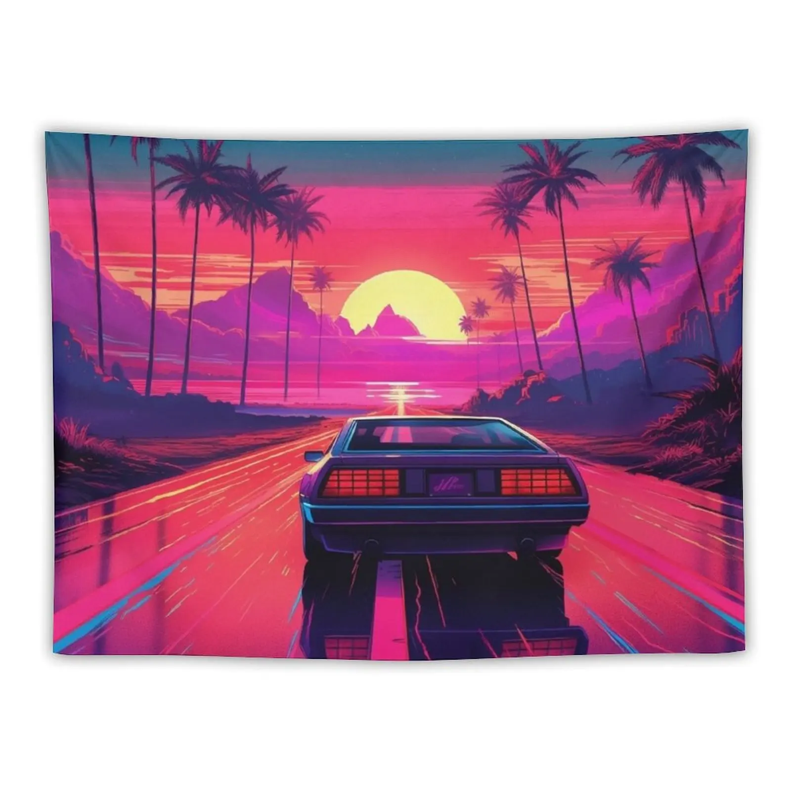 

Synthwave Sunset Drive Retro Tapestry Wall Tapestries Home Decor Accessories Tapestry