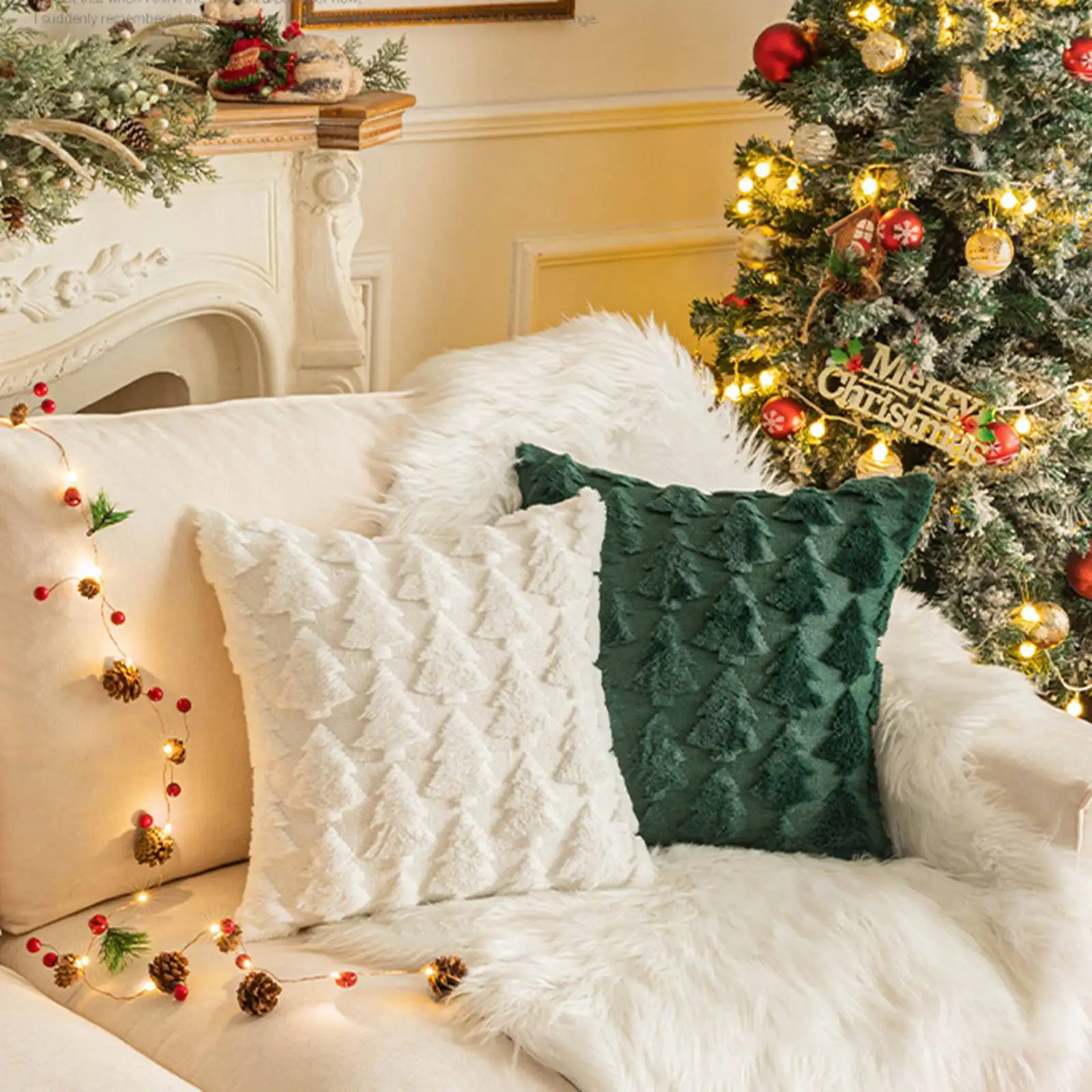 Christmas Decorative Throw Pillow Covers Set of 2 Soft Pillowcases for Home Décor 18x18 Inches Xmas Series Cushion Cover Case