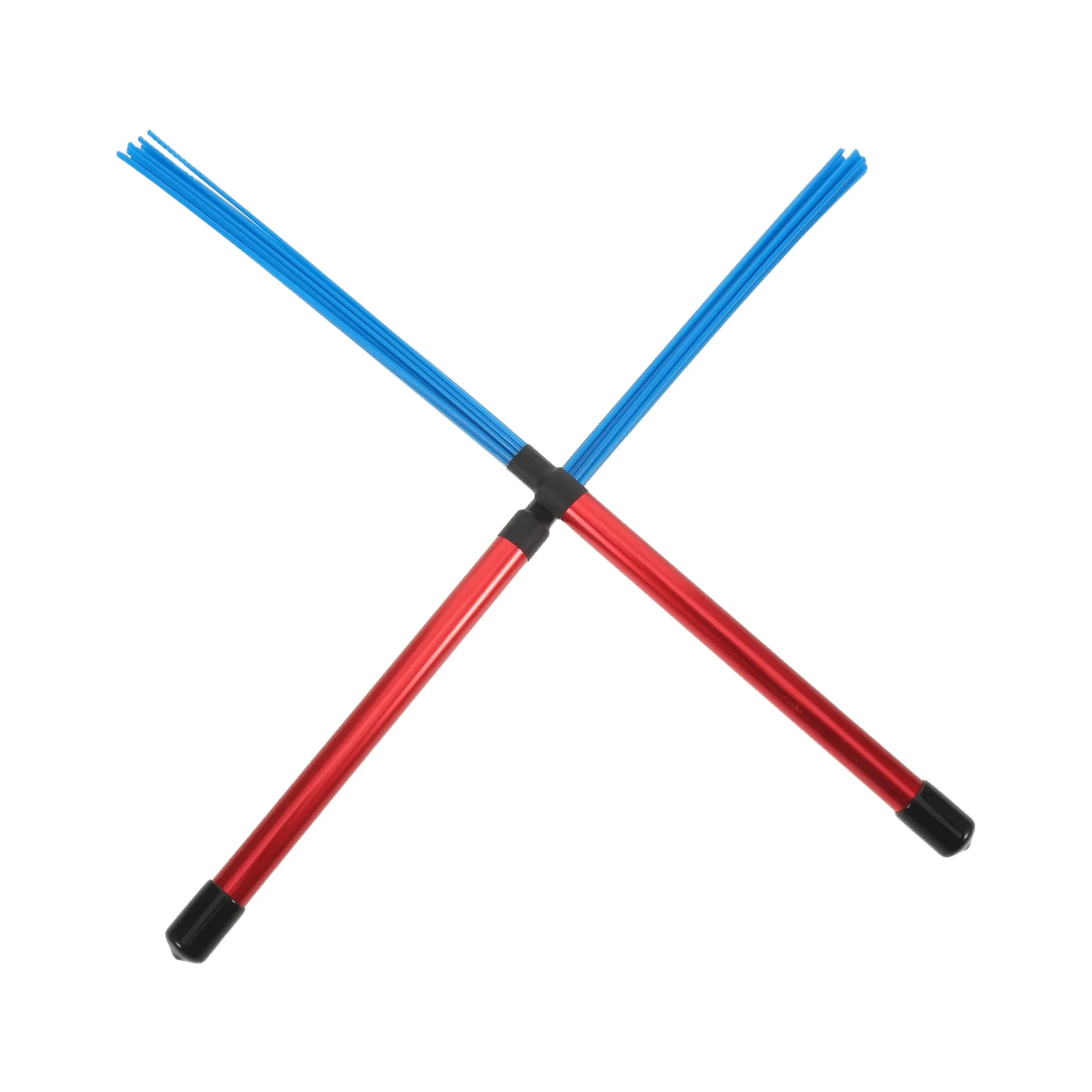 

2 шт., комплект кистей для джазовых барабанов, легкие палочки из алюминиевого сплава с красной ручкой, синие нейлоновые щетки, стабильная конструкция стержня для барабанной установки