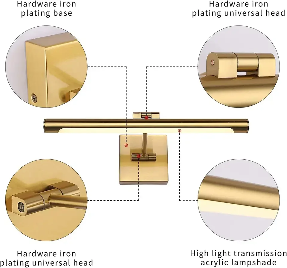 욕실 메이크업 거울 조명 알루미늄 모던 금속 메이크업 조명, 고정장치 거울 벽 조명, 다이오드 그림 발광