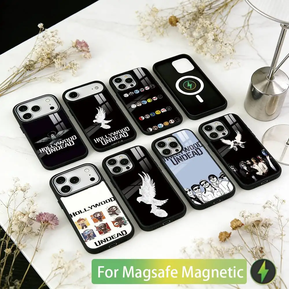 

H-Hollywood U-Undead Band Phone Case For iPhone17,16,15,14,13,12,11 Plus,Pro Magnetic For Magsafe Wireless Charging