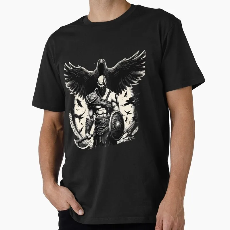 God of War Kratos T Shirt Norse Warrior Men's Gaming Graphic Tee Spartan Ragnarok Streetwear Short Sleeve Unisex Gamer Gift Tops