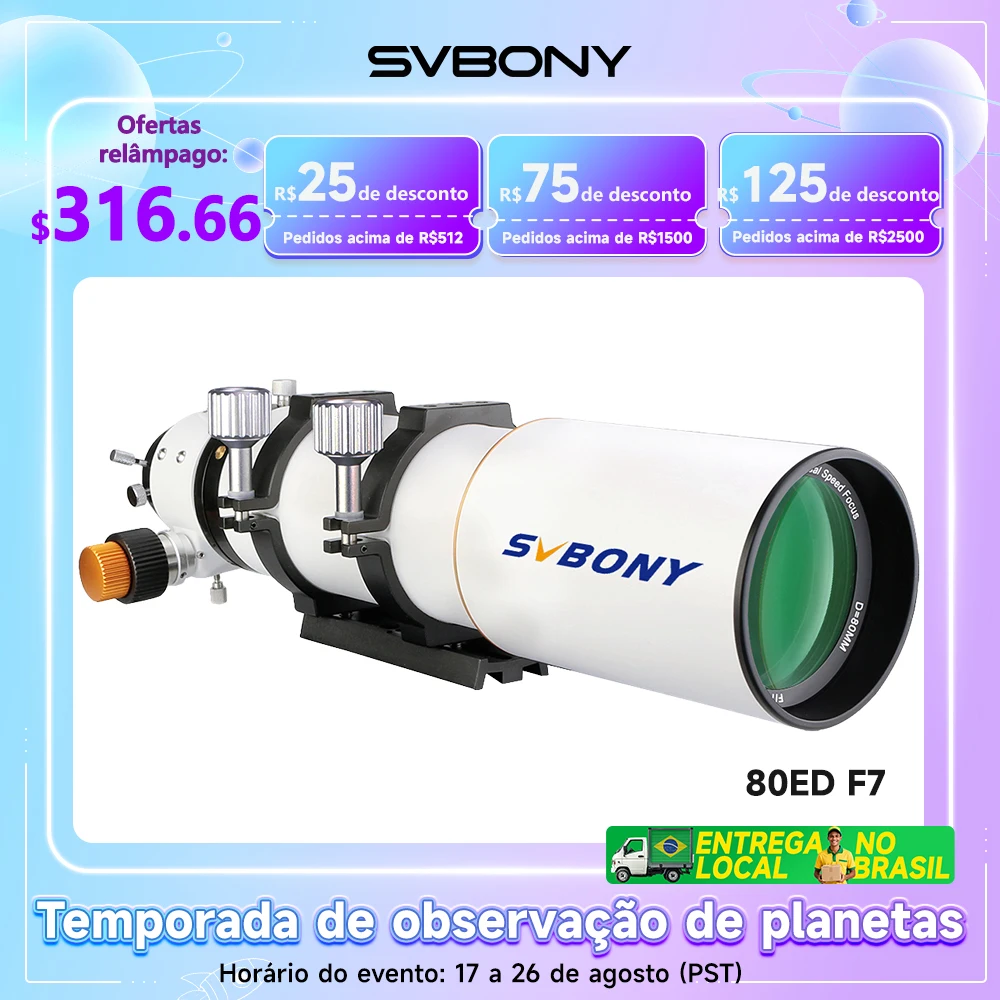 SVBONY SV503 Telescópio Refrator 70/80/102ED Astrofotografia