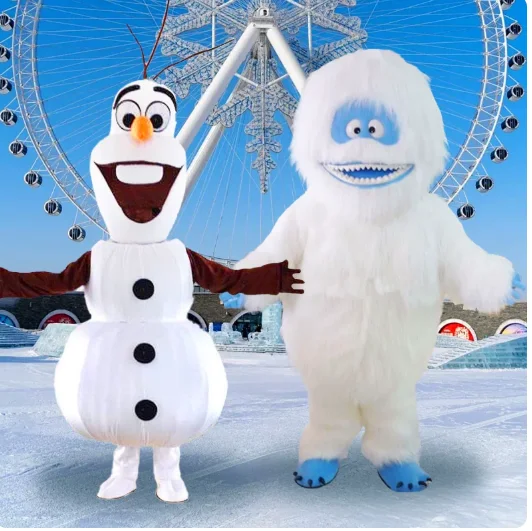 New Adult Halloween Christmas Cute Both Oalf And Snowman Fancy Dress Cartoon Mascot Costume Plush Fancy Dress Mascot Costume