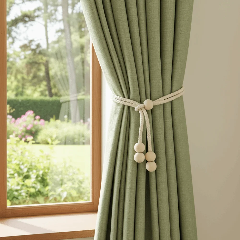 Adjustable Curtain Tie Straps Anti-Slip Soft Curtains Tie Rope Minimalist with Wooden Bead Window Curtain Holders Mosquito Nets