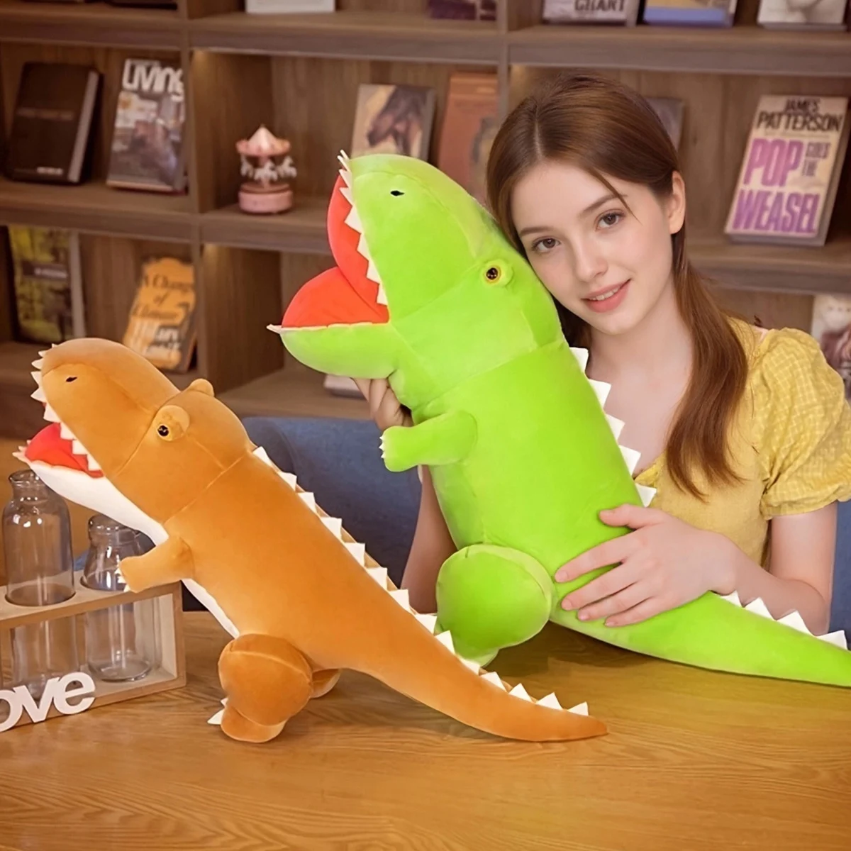 

A cute soft and adorable standing Tyrannosaurus rex stuffed animal, down cotton bouncy creative dinosaur Tyrannosaurus rex doll