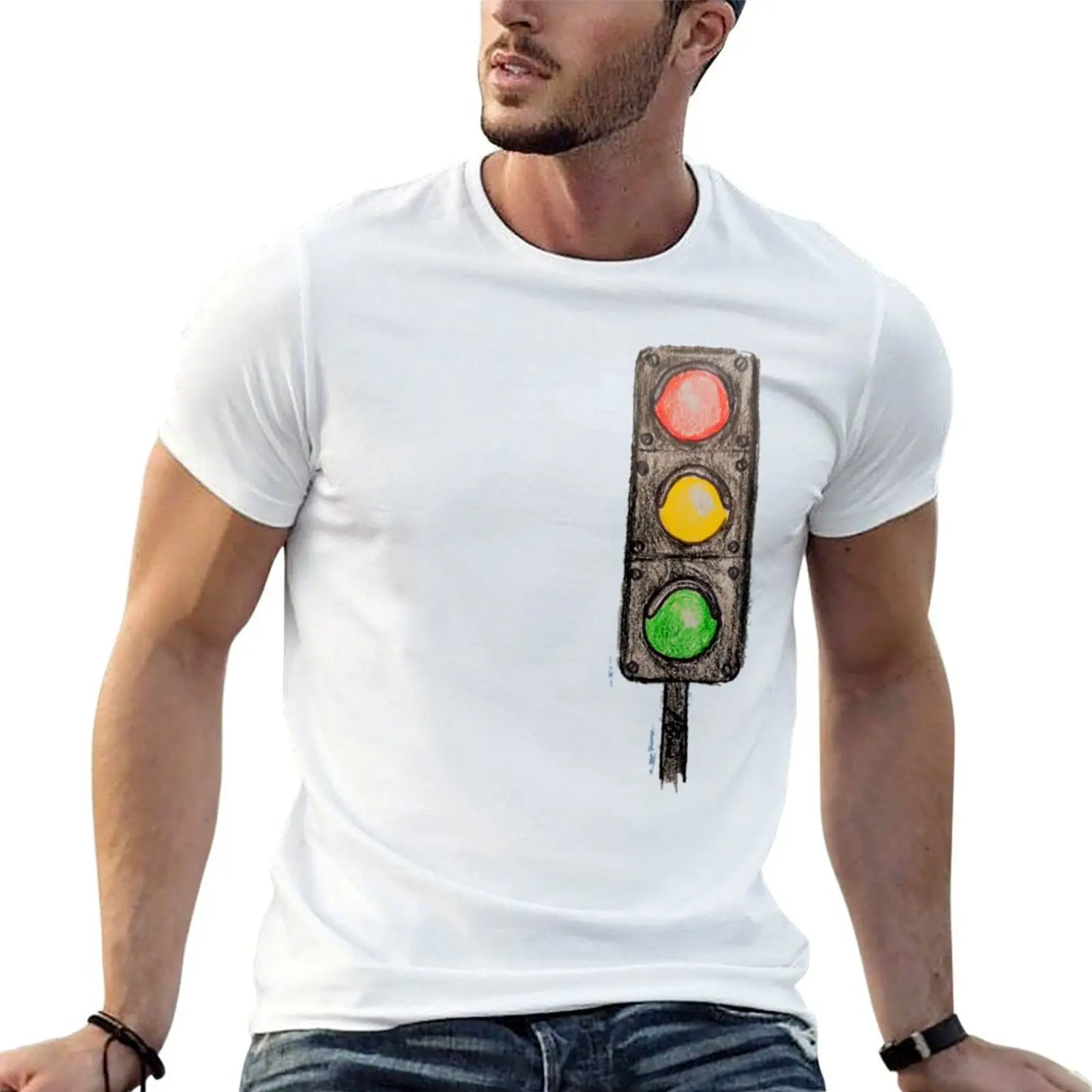 Traffic Light T-Shirt valentines clothes anime black t-shirts for men