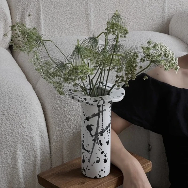 

Splash Ink High-end Style Vase Art Living Room Decorative Item Design Sense Creative Minimalist Vases O Vaso Home Decoration