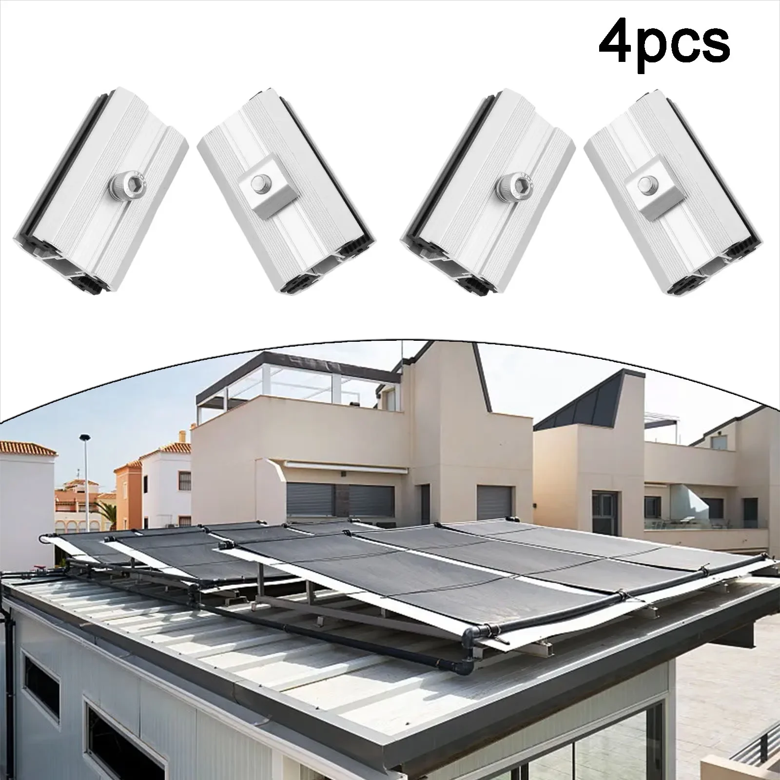 Solar Panel Thin Film Middle Clamp 14 Pieces Aluminum For Connecting And Fixing 6 10mm Panels With Complete Screw And Nut Set