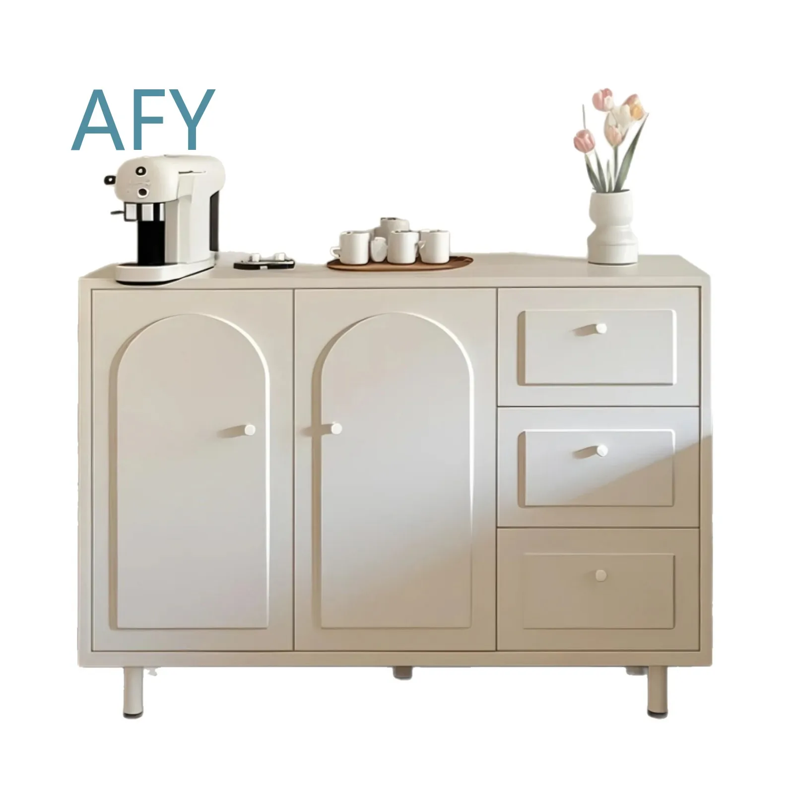 Dining Side Cabinet for Living Room Integrated Wall Mounted Light French Style Locker Household Storage Cabinet