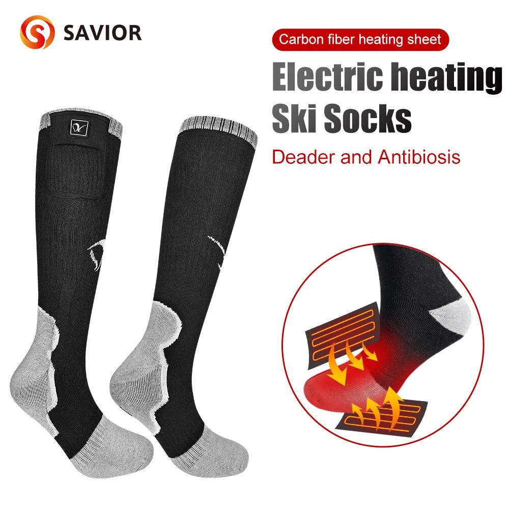 Savior Winter Heated Socks Rechargeable Heating Socks for 2200mah Heated Socks Warmth Outdoor Heated Boots Snowmobile Winter Ski