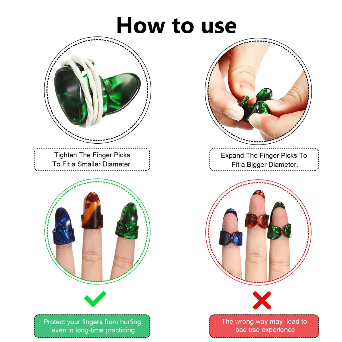 Miwayer 10 قطعة إصبع الغيتار يختار الإبهام/السهرة أحجام أصابع حامي المضادة للانزلاق تصميم باس الصوتية/الغيتار الكهربائي #3