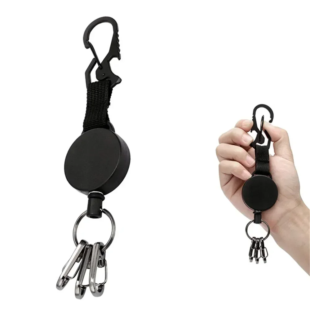 

Retractable Metal Wire Keychain Pull Badge Reel ID Lanyard Name Tag Card Badge Holder Reels Recoil Chain Clips Outdoor Key Ring