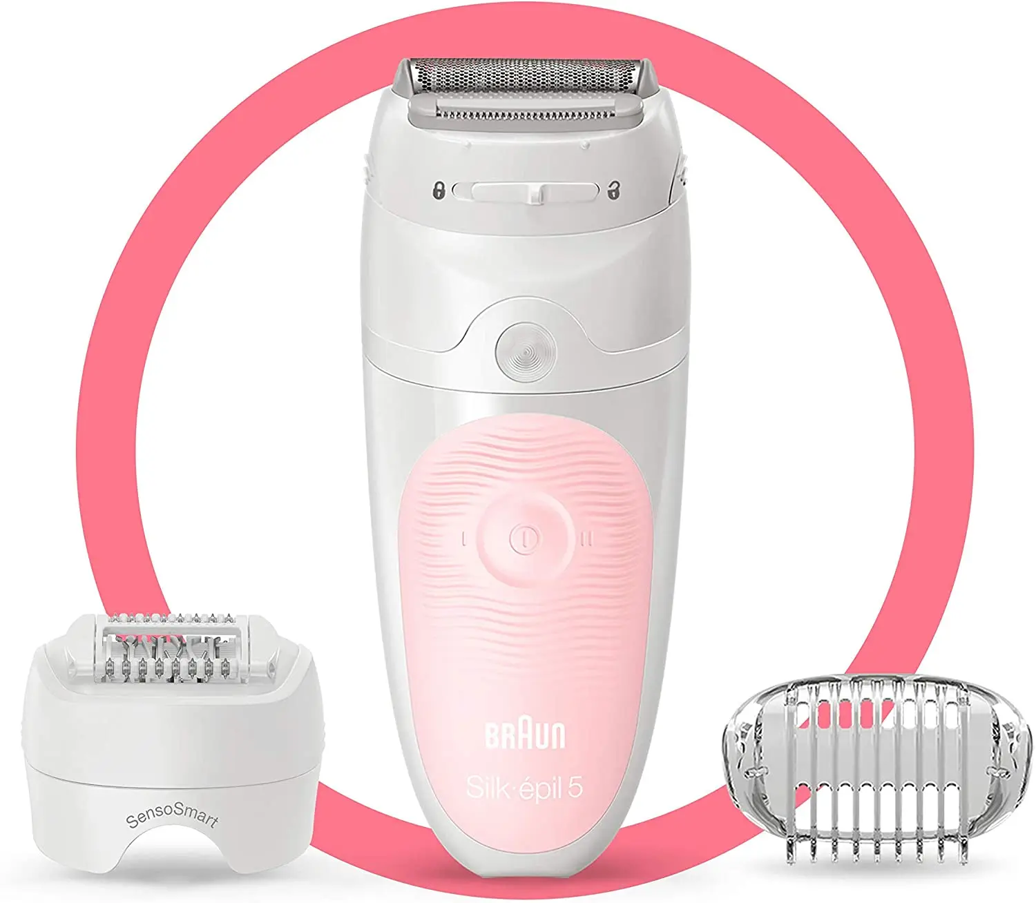 Braun Silk Epilation SensoSmart Wireless Wet Dry Use, Pink facial epilator bodysuit women\'s home care hair removal device