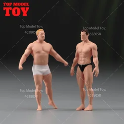 Painted Miniatures 1/64 1/87 1/43 Muscular Man Wear Underwear Male Scene Figure Doll Unpainted Model For Car Vehicles Toys