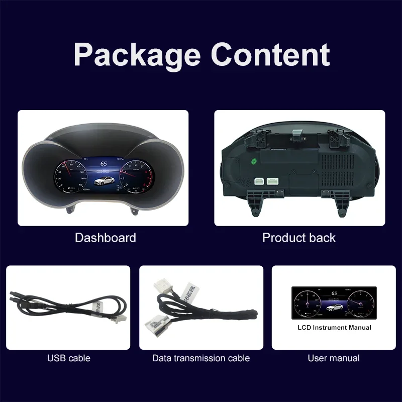 ClusterFor مرسيدس بنز C200L C/GLC W205/W253 لوحة القيادة عداد السرعة LCD لوحة أدوات أداة رقمية 7UI #5