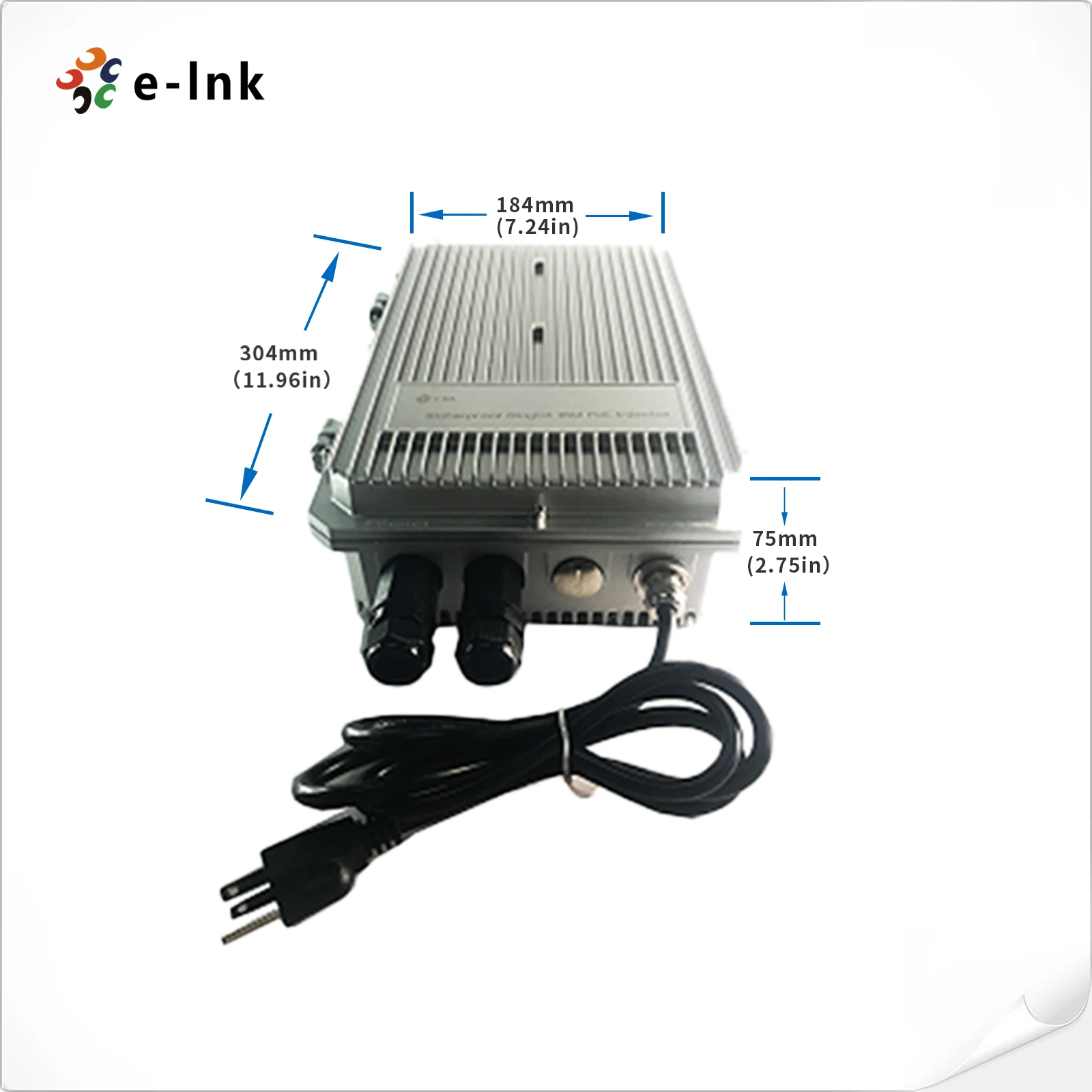 95W Injektor Gigabit PoE Tahan Air Luar Ruangan 10/100/1000Mbps IEEE 802.3bt Adaptor PoE Industri IP67