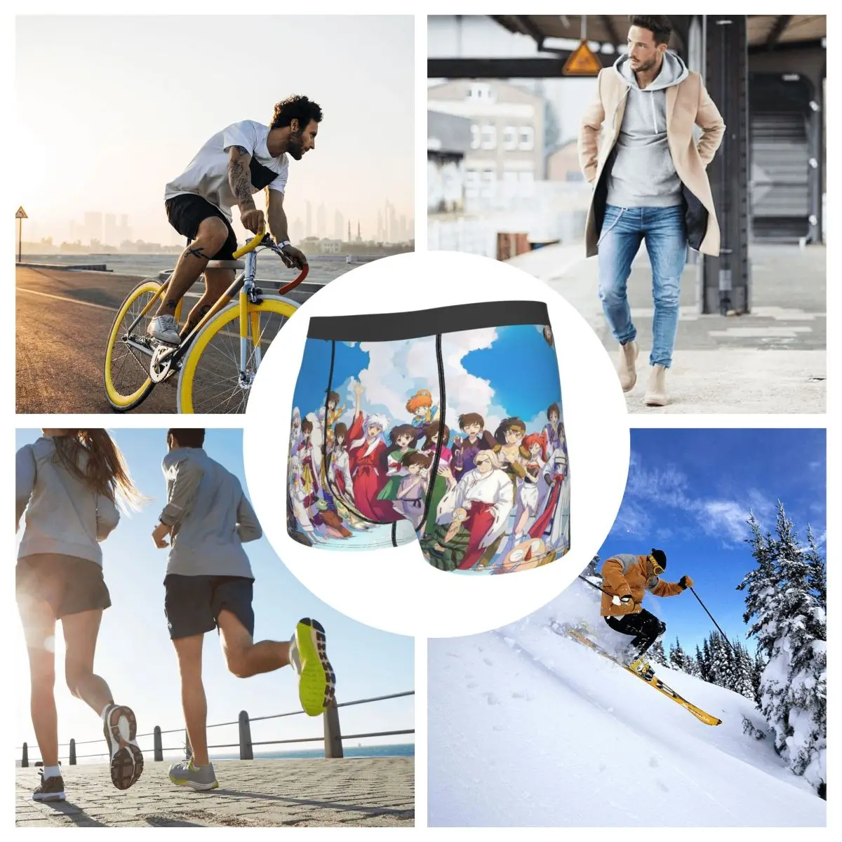 복서 팬티 반바지 이누야샤 애니메이션 팬티 남성용 통풍 속옷 남성 남자친구 선물