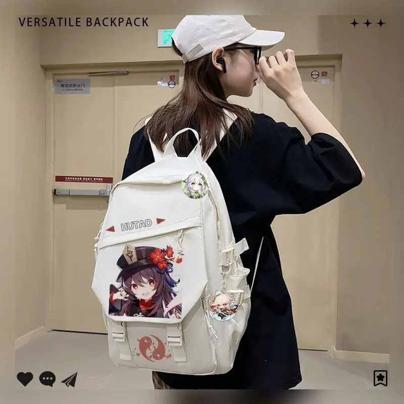 Genshin Impact Collaboration Raiden Shogun Ganyu Large Capacity Middle And High School Students Anime Backpack For Girls Anime