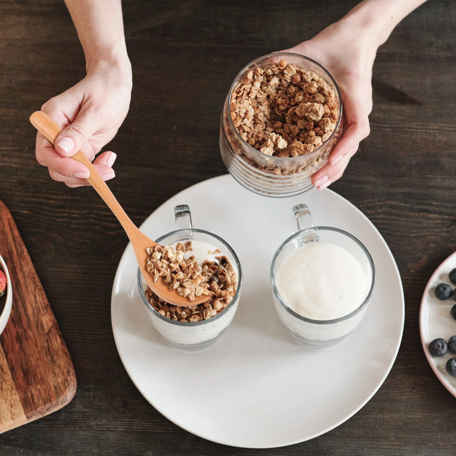 

7Pcs Wooden Spoons Long Handle Tea Coffee Stirring Honey Mixers Ample Supply Household Must Have Smooth Polished