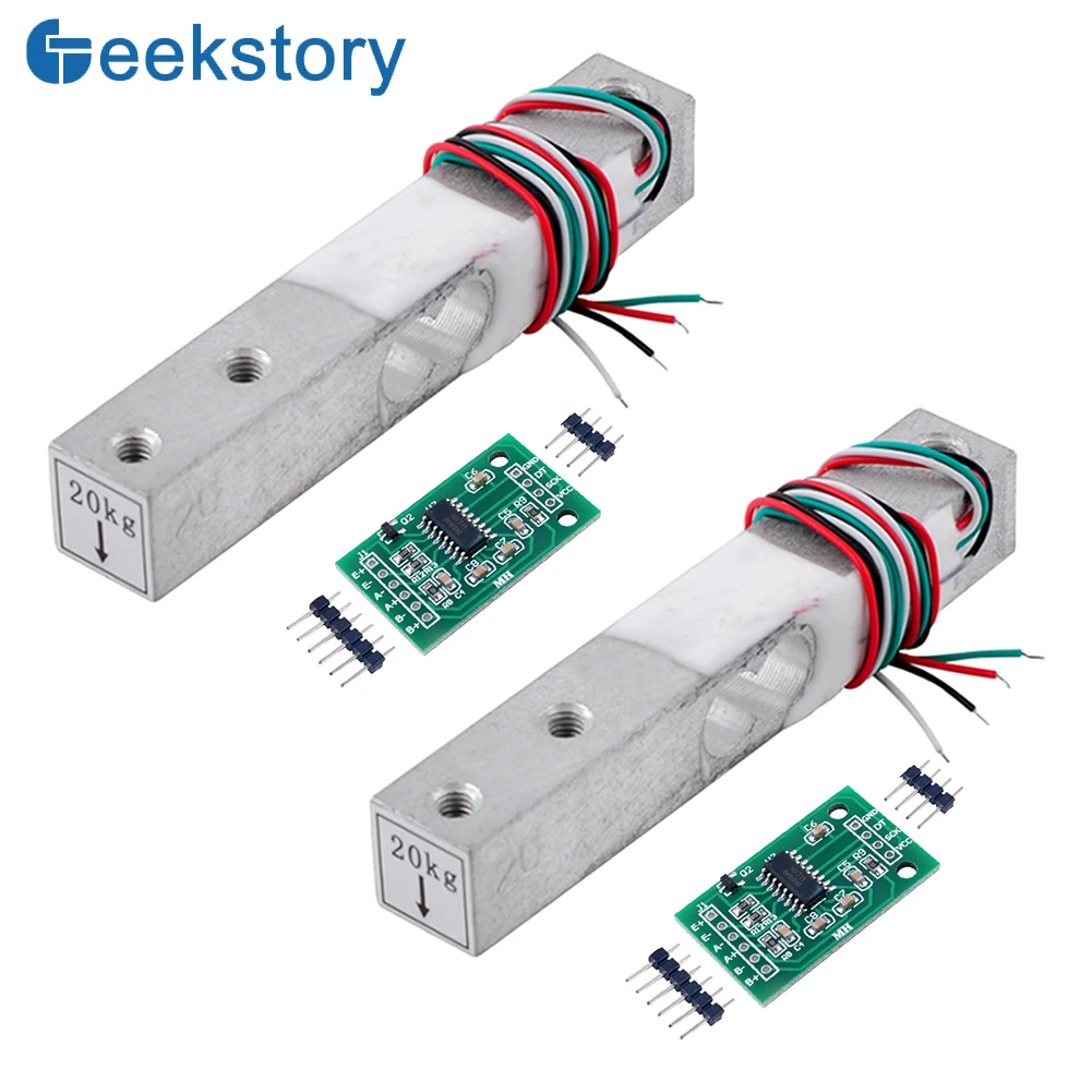 Módulo Sensor de Peso Digital Load Cell para Arduino, Balança Eletrônica Portátil Cozinha, Sensor de Pesagem, HX711 AD, 20kg, 2 conjuntos