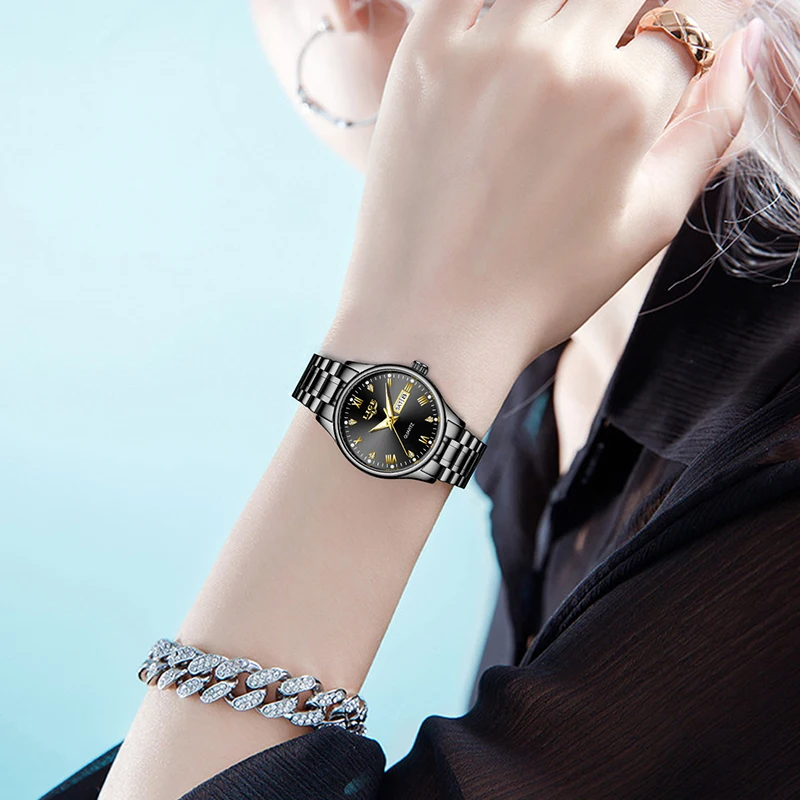 LIGE New Waterproof Watches for Women Fashion Simple Sports Women's Quartz Wristwatches Stainless Steel Luminous Ladies Watch