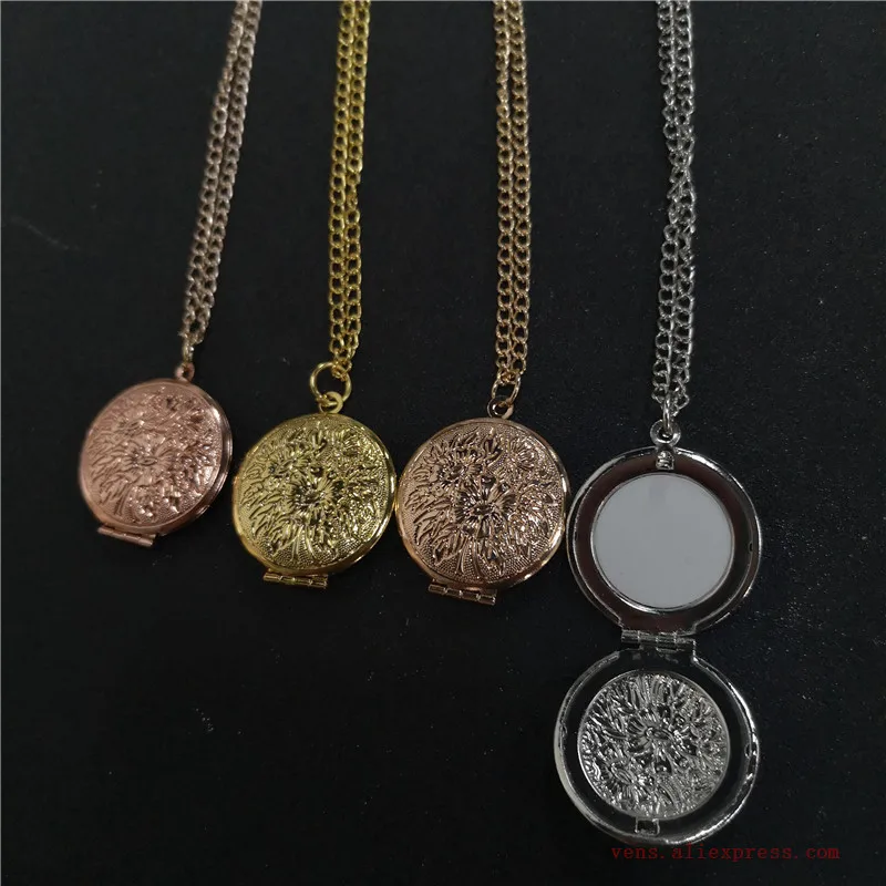 

sublimation blank sunflower locket photo necklaces pendants fashion jewelry for Valentine's Day 20pcs/lot