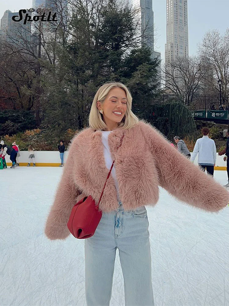 

Женская короткая куртка из искусственного меха, однотонная теплая Свободная куртка из искусственного меха норки, уличная одежда, осень-зима 2024