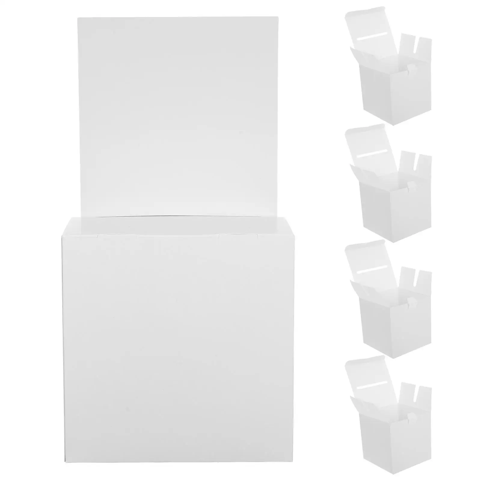 5pcs White Voting Box Suggestion Card Collection Foldable Donation Box Coated Paper Simple Design Versatile Use Easy Assembly