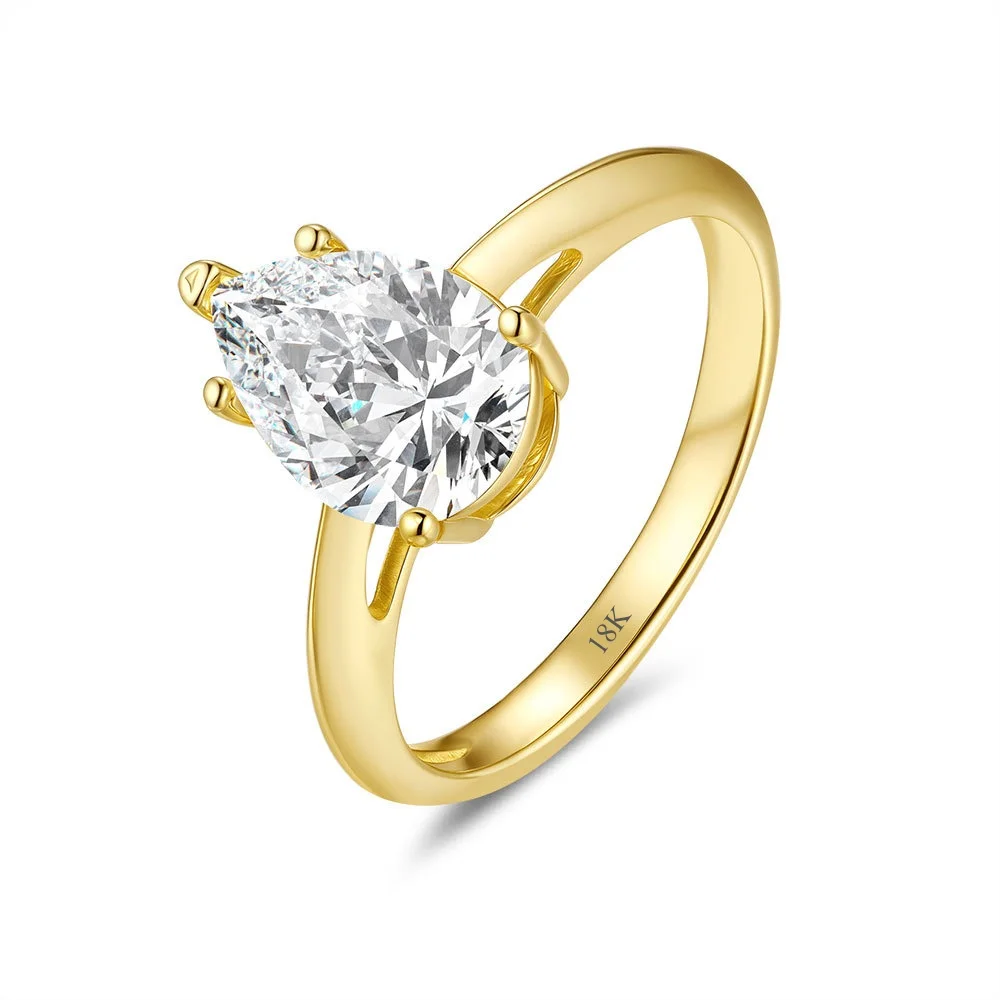 خاتم CKT فاخر من الذهب عيار 18 قيراط للنساء مزين بخواتم مويسانيتي ماسية 2 قيراط مجوهرات الزفاف الجميلة #5