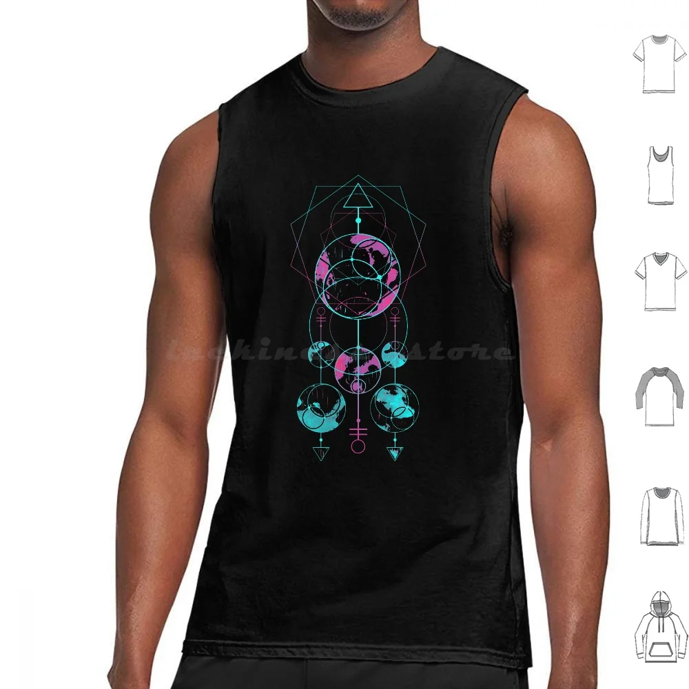 Symbol One Tank Tops Print Cotton Symbol Circular Geometry Shapes Abstract