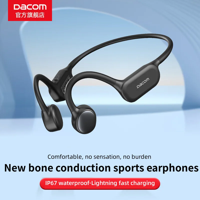 DACOM E80 Carregamento Rápido Real Condução Óssea Fone de Ouvido IP67 À Prova D 'Água Pendurado No Fio Esportes V5.3 Fones de Ouvido Bluetooth