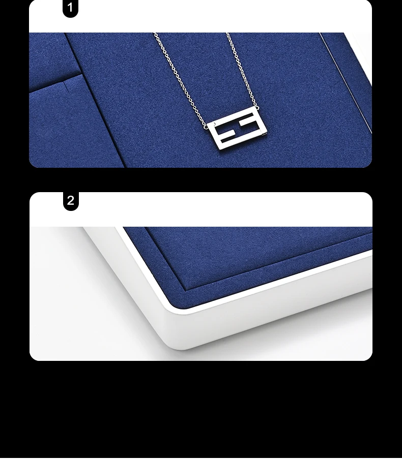 Oirlv Blaues Mikrofaser-Schmuckständer-Set aus MDF für Ringe, Ohrringe, Armbänder und Halsketten – Organizer-Tablett für die Schmuckausstellung im Geschäft – Detail 11