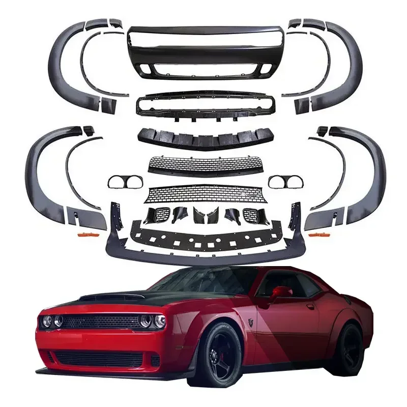 

Good Bodykit Fit 15-23 Dodge Challenger Hellcat Front Bumper Cover W/Lip + Demon Fender Flare For Classic Auto Part