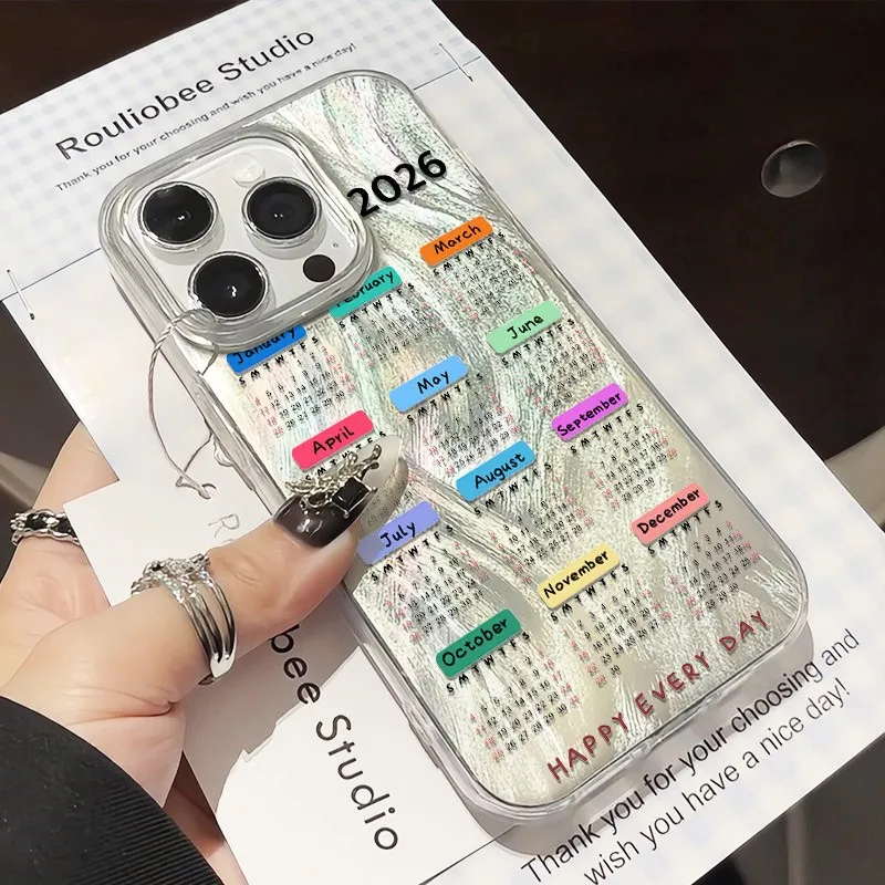 

2026 Calendar Pattern Energetic Phone Case For Samsung Galaxy S25 FE S24 S23 Ultra S22 Plus S21 A16 A26 A36 A56 A55 A54 5G Cover