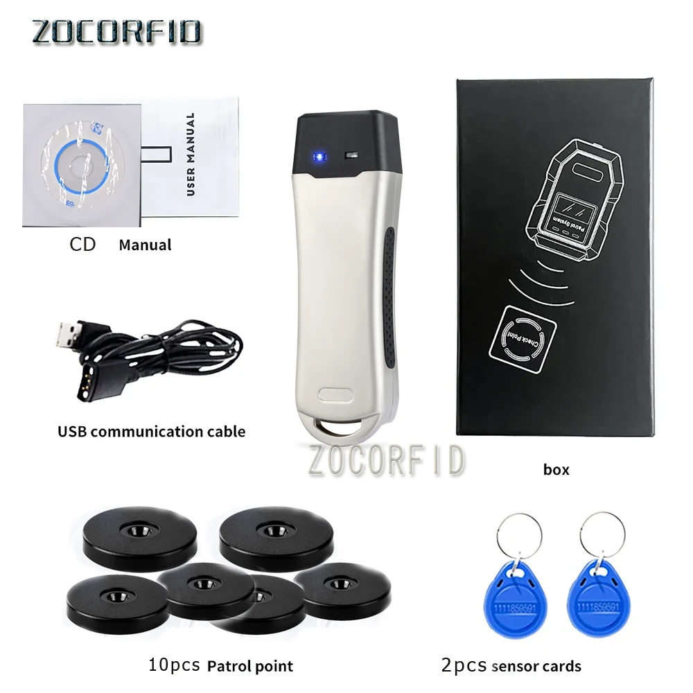 Z-6200C 125KHZ EM RFID Inductive Guard Tour Patrol Reader System with 10pcs Checkpoint Tags