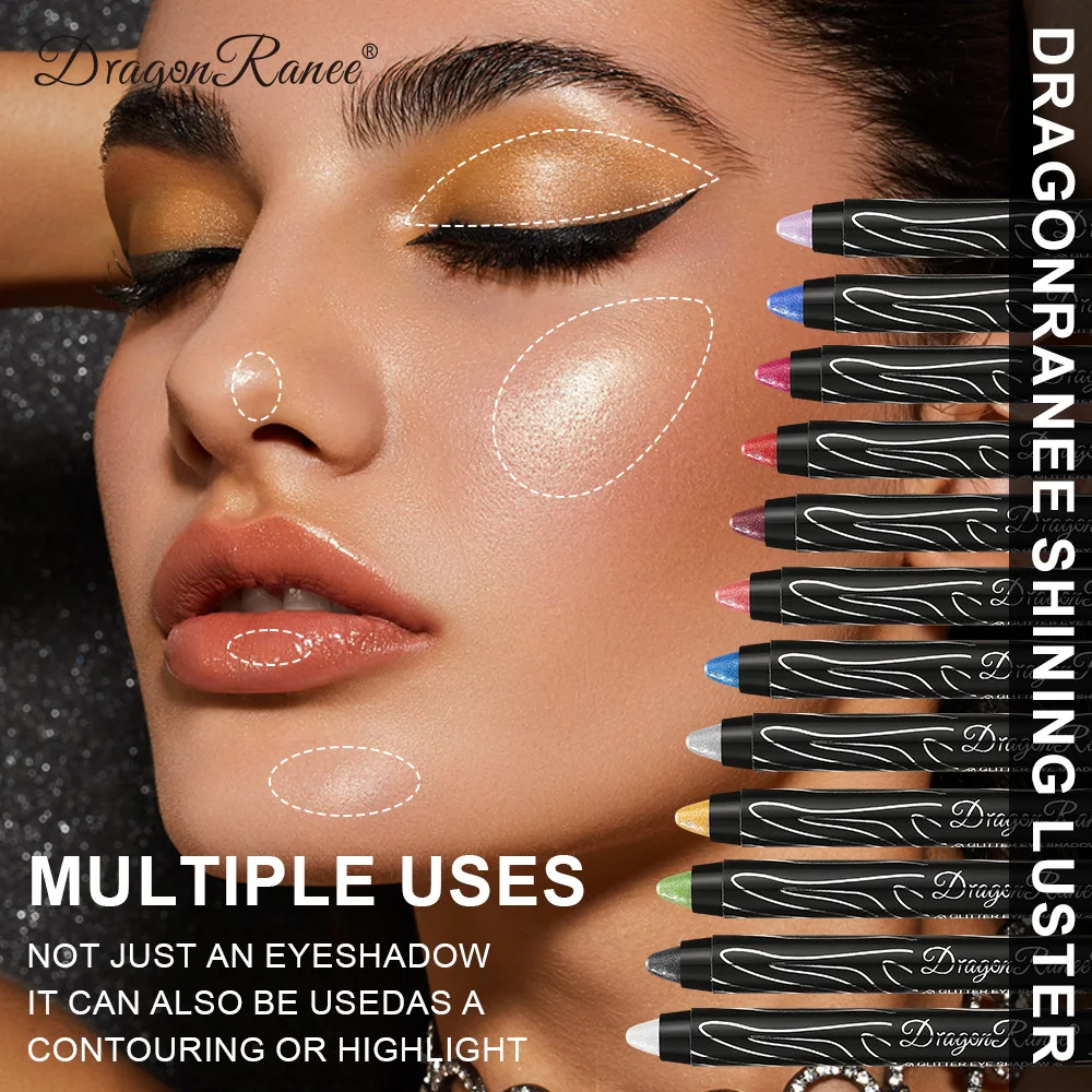 Dragon Ranee-Sombra Multifuncional para os Olhos, Textura Pérola Brilhante Moda, Destaque para Festa, Cosméticos Populares, 12 Cores