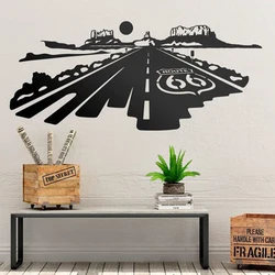 Large Route 66 At Sunset Landscape Mountain Wall Sticker Bedroom Kids Room Route Road Nature Wall Decal Playroom