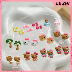 Kawaii 20PCS Hawaii HelloKitty Nail Art Accessories 3D Swimming Circle Pink Dolphin Design Cartoon DIY Nail Art Decoration Gift