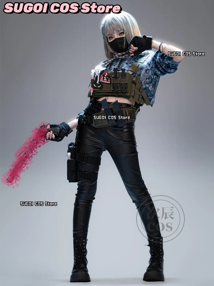 لعبة دلتا فورس ماي شياوين أزياء تنكرية تكتيكات القوات الخاصة إخضاع للجنسين الزي هاكر مخلب لعب الأدوار شعر مستعار الأحذية الدعاوى