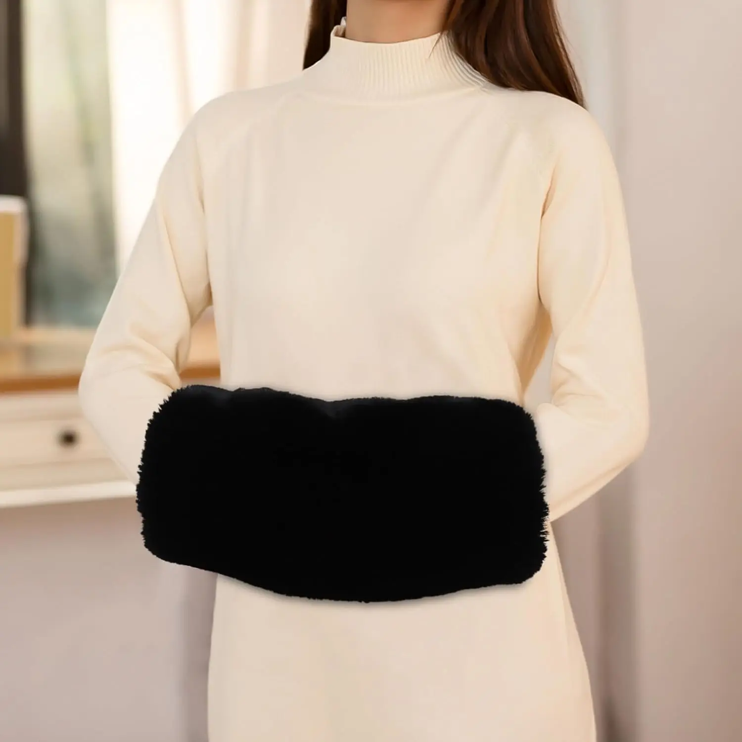 

Warm Faux Fur Winter Hand Muffs with Ionterior Mittens-Wrist Hand Warmer Gloves