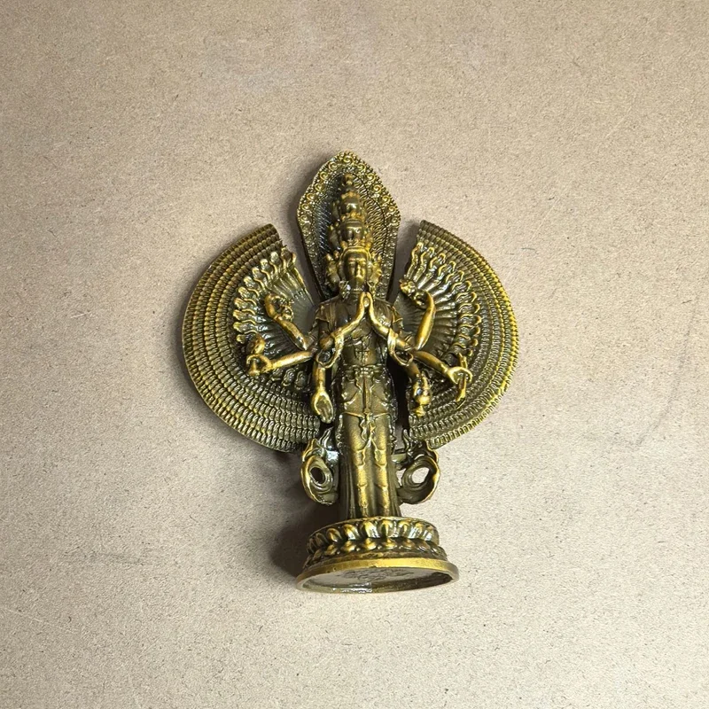 Estatua Retro de Bronce del Bodhisattva Avalokiteshvara Mil Brazos, Budista Tibetano, para Adoración en el Hogar, Decoración,
